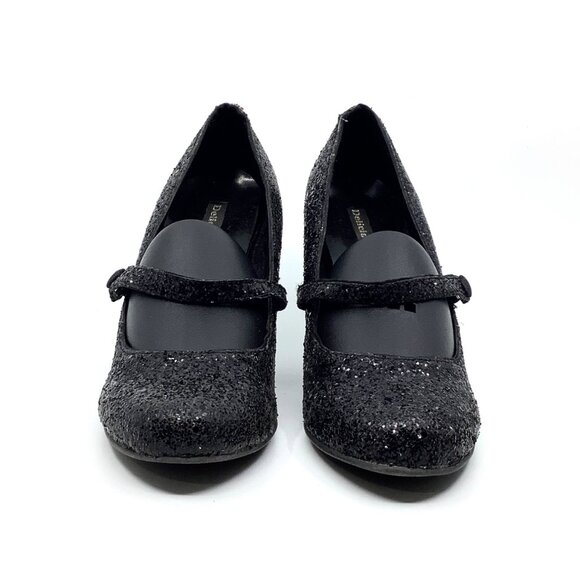 Delicious Black Glitter Strappy Heels - Picture 5 of 8